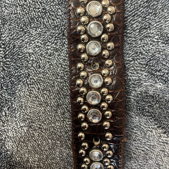 Y2K Western Bling Brown Rhinestone Studded Belt - Picture 5 of 7